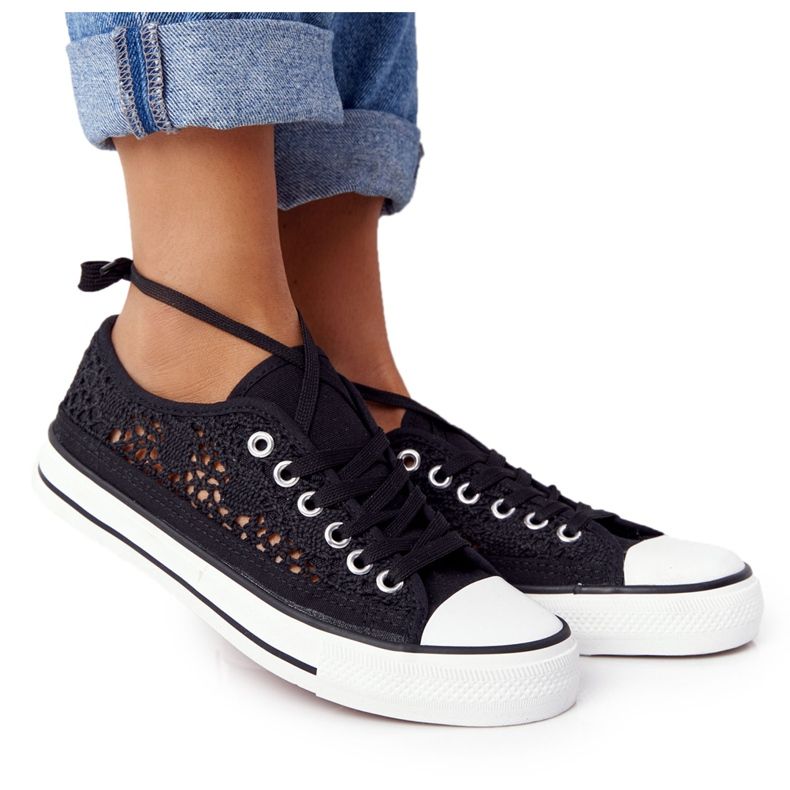 FB2 Women's Black Lace Candice Sneakers