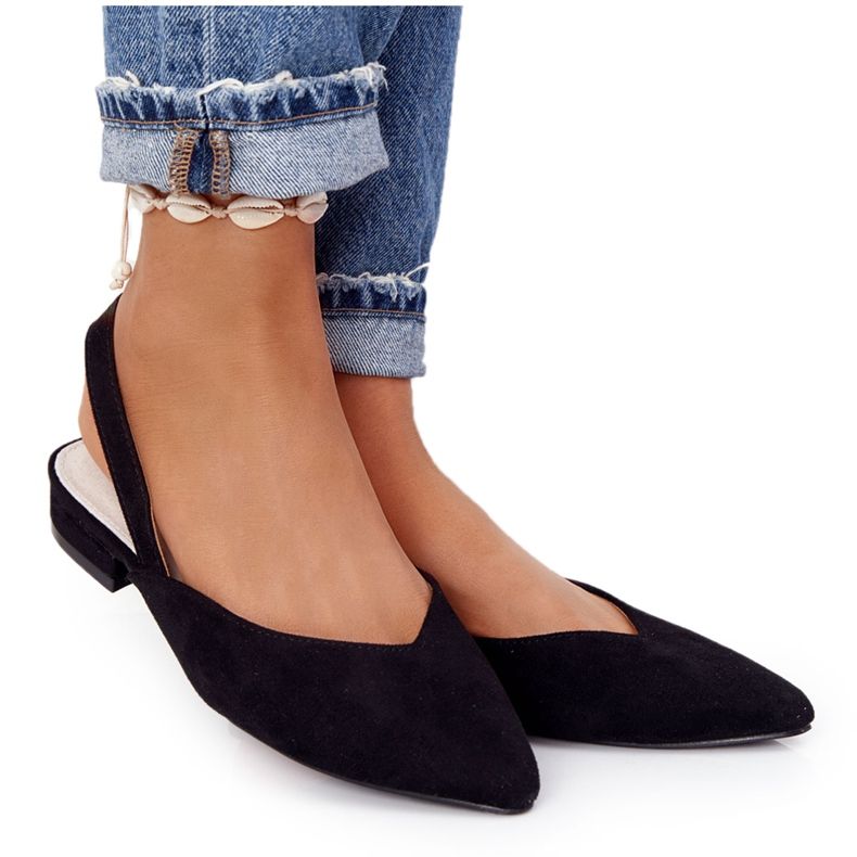 S.Barski Suede ballerinas on high heels S. Bararski Black
