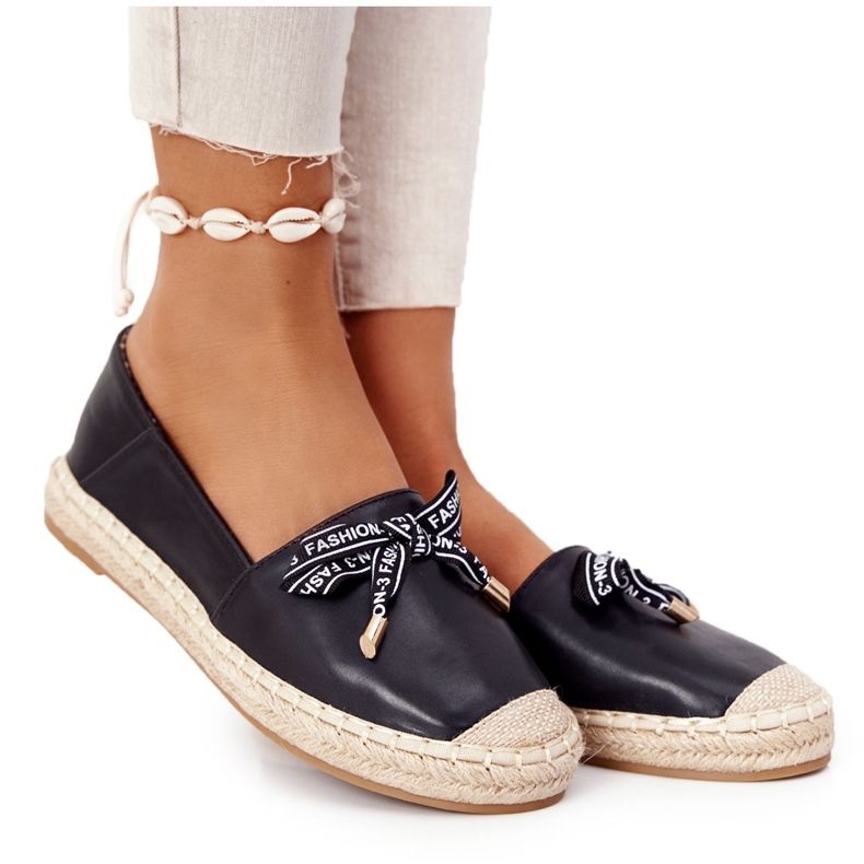 S.Barski Black S. Barski Espadrilles On Straw Sole