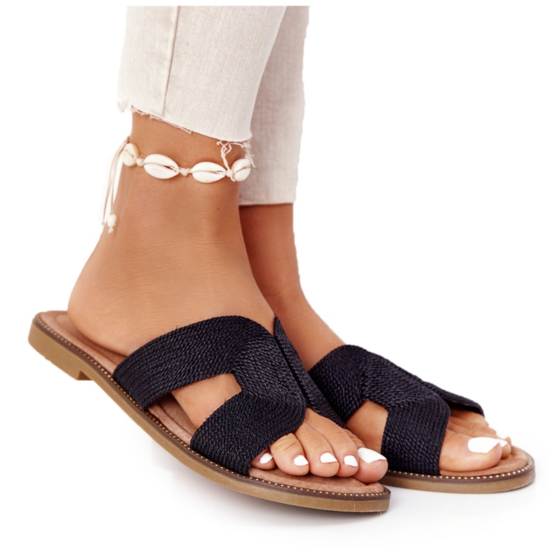 Elegant Women's Slippers S.Barski Black Elegant Women's Slippers S.Barski Black