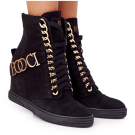 Women's Suede Sneakers BOOCI 2222 Golden Black Letters Women's Suede Sneakers BOOCI 2222 Golden Black Letters