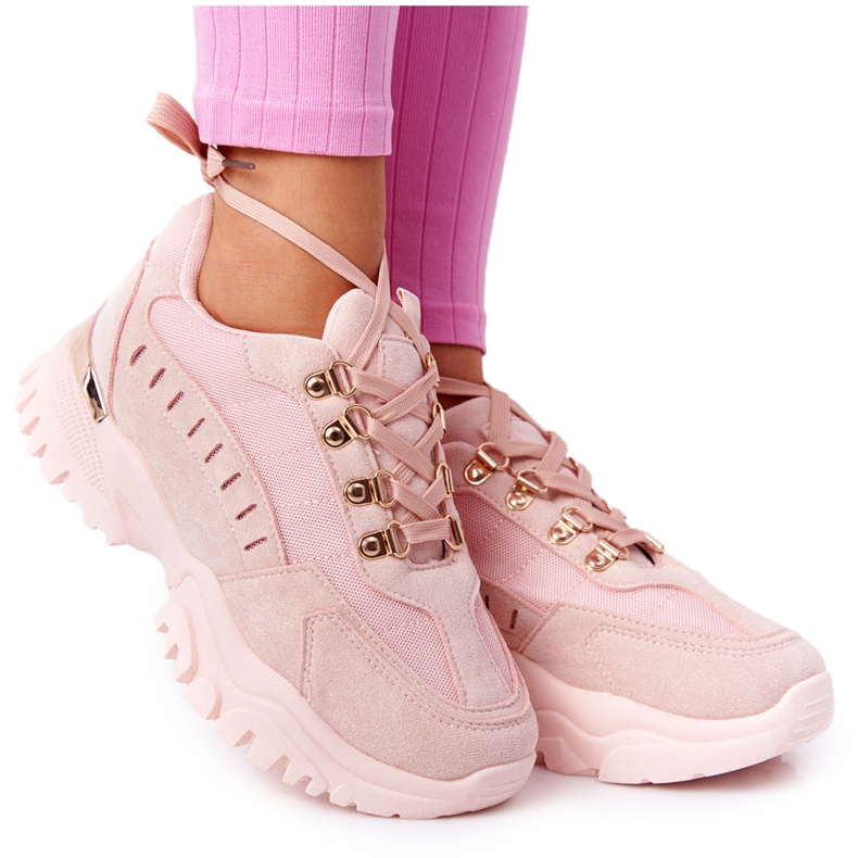 PS1 Women's Sneakers On Large Sole Pink Good Mood