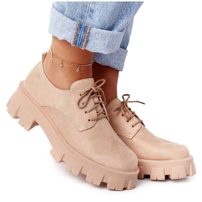 PS1 Women's Oxfords Suede Shoes On The Nude Imogen Platform beige pink