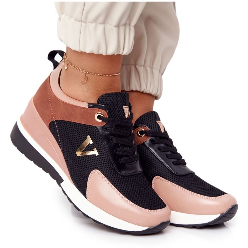 Wedge Sneakers Vinceza 10590 Black-Pink Wedge Sneakers Vinceza 10590 Black-Pink