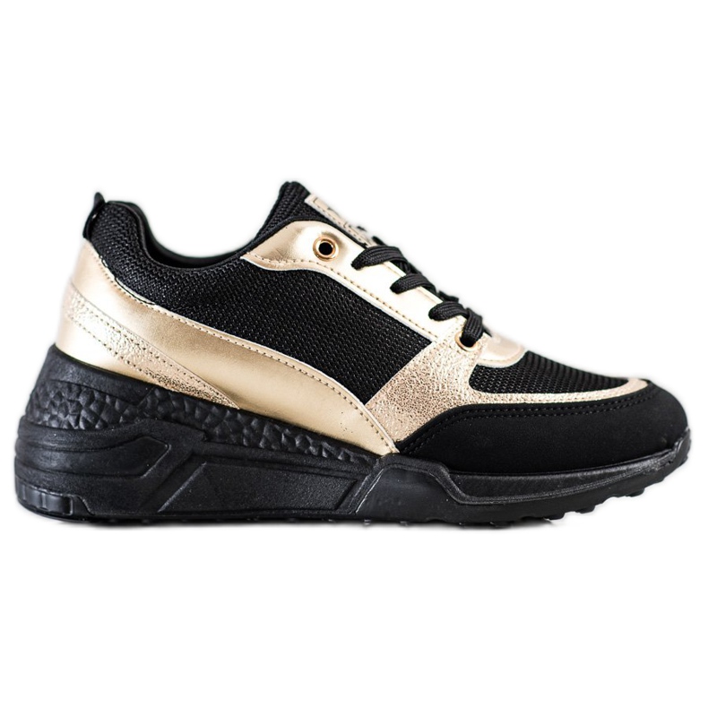 SHELOVET Classic BLACK and GOLD Sneakers golden