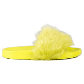 SHELOVET Rubber Slippers With Fur green yellow