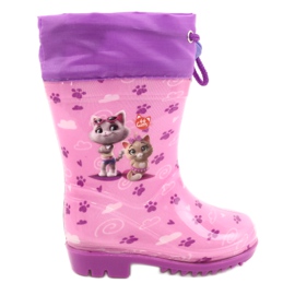 American Club American Pink Kitties Galoshes KAL05 purple