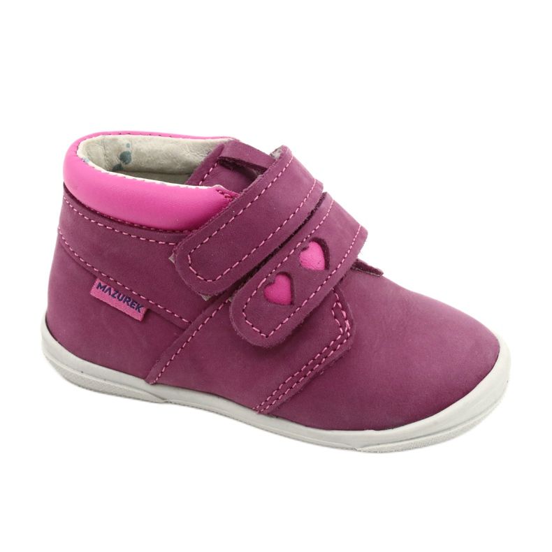 Mazurek Leather sports shoes with Velcro 1355 fuchsia-pink