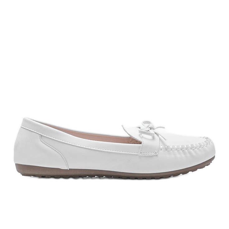 White matte loafers with a Deborah bow