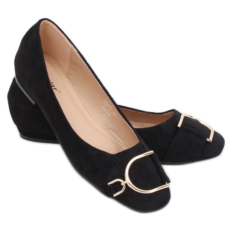 Elegant black women's ballerinas LK47P Black
