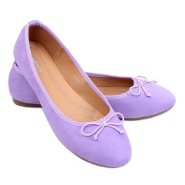 Women's purple suede ballerinas 1JB-19116 Purple violet
