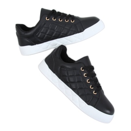 Black quilted women's sneakers BL232P Black