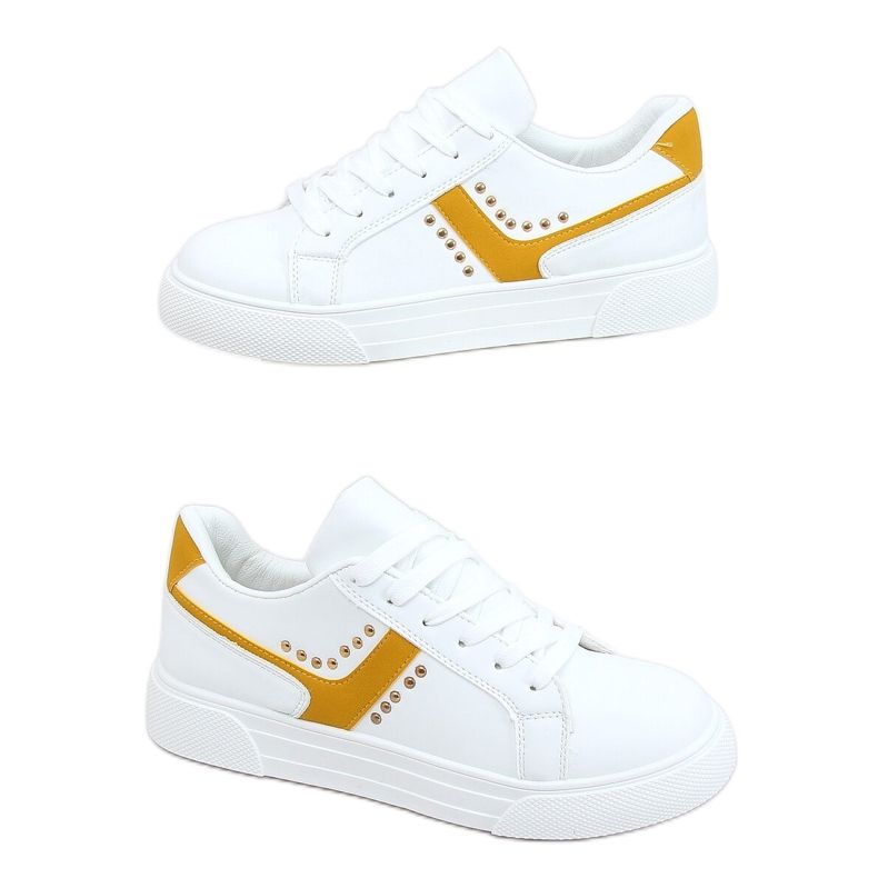 White women's sneakers 1063 Yellow White women's sneakers 1063 Yellow