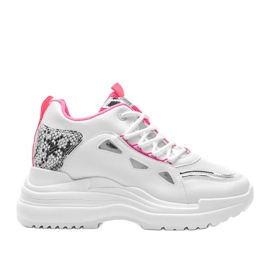 White and pink Felicia snake sneakers