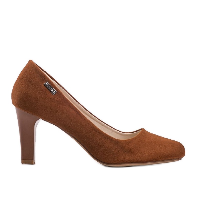 Brown pumps on a Calista stiletto heel