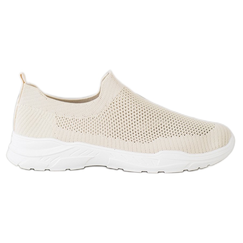 Ideal Shoes Slip-on Shoes With Mesh beige