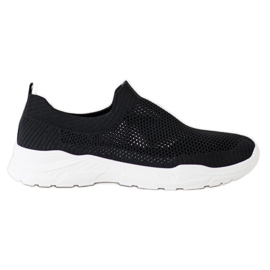 Ideal Shoes Slip-on Shoes With Mesh black Ideal Shoes Slip-on Shoes With Mesh black