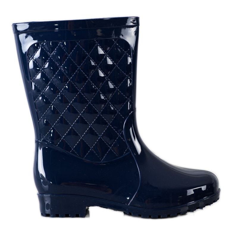 Bona Shiny Quilted Wellies navy blue