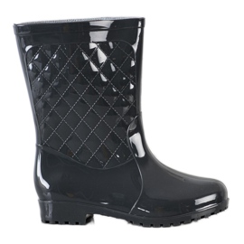 Bona Shiny Quilted Wellies black Bona Shiny Quilted Wellies black