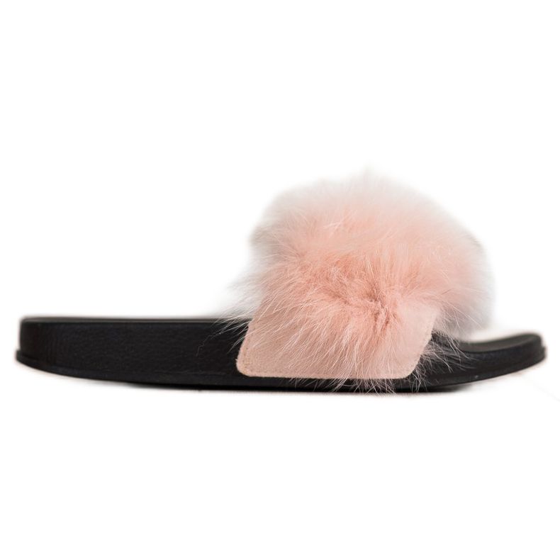 Bona Fashionable flip-flops with fur brown
