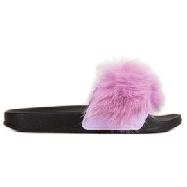 Bona Fashionable flip-flops with fur purple
