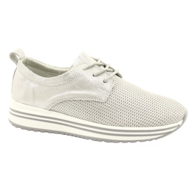 Women's sports leather shoes Jezzi 21PB32-3617 silver