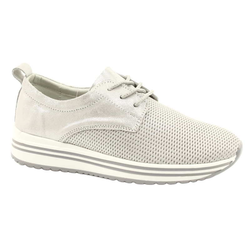 Women's sports leather shoes Jezzi 21PB32-3617 silver