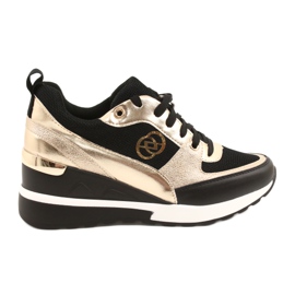 Evento Women's Wedge Sneakers 21PB35-4001 Black Gold Roxet golden Evento Women's Wedge Sneakers 21PB35-4001 Black Gold Roxet golden
