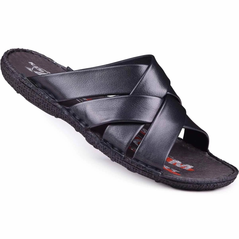 Kampol Men's leather slippers 214/5 black