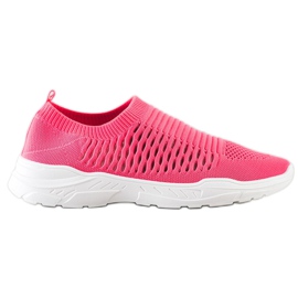 Ideal Shoes Comfortable openwork sneakers pink Ideal Shoes Comfortable openwork sneakers pink