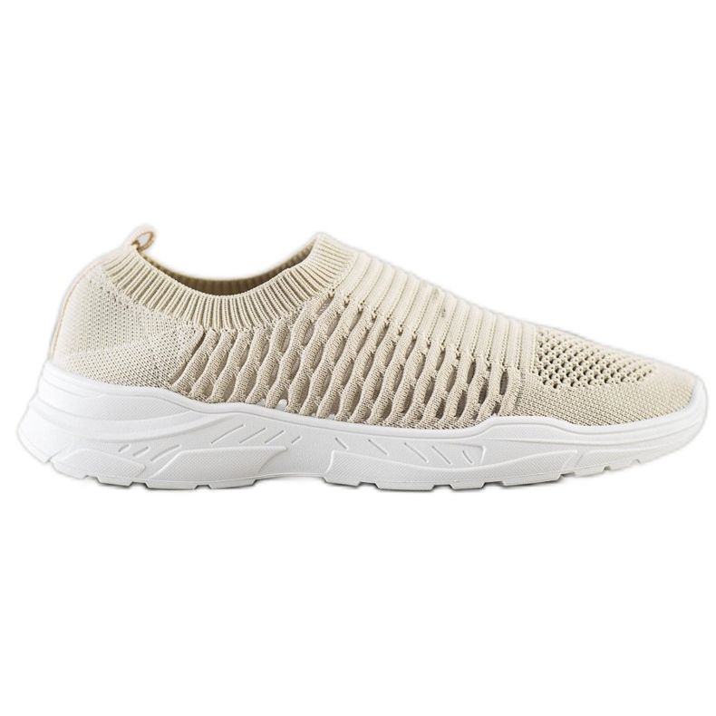 Ideal Shoes Comfortable openwork sneakers beige