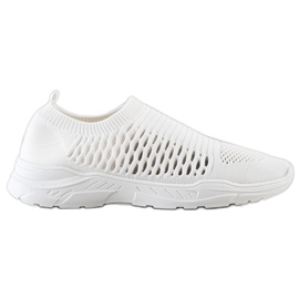 Ideal Shoes Comfortable openwork sneakers white Ideal Shoes Comfortable openwork sneakers white