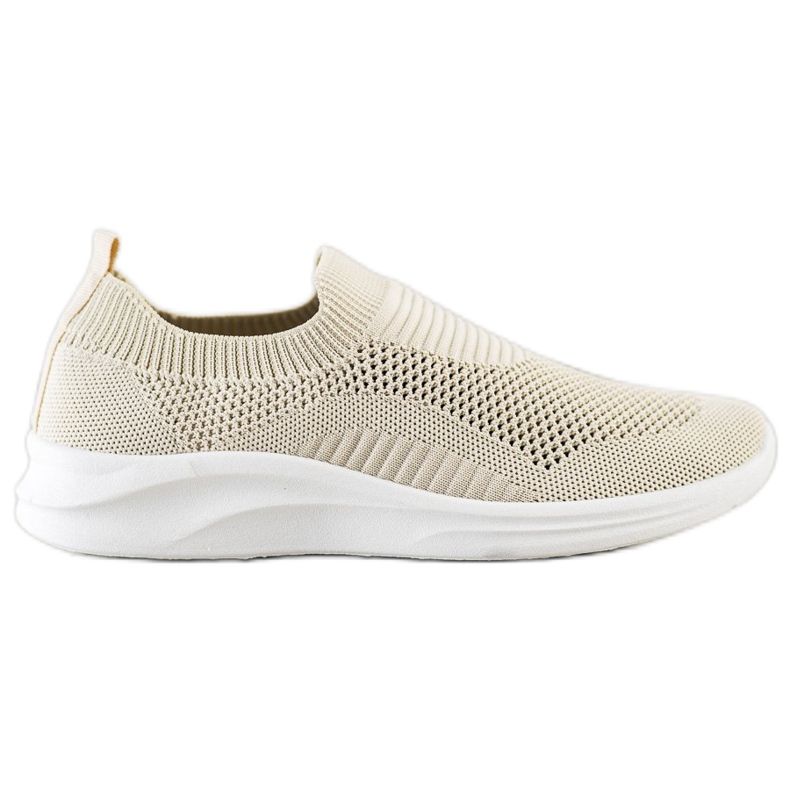 Ideal Shoes Beige Sports Slipons brown