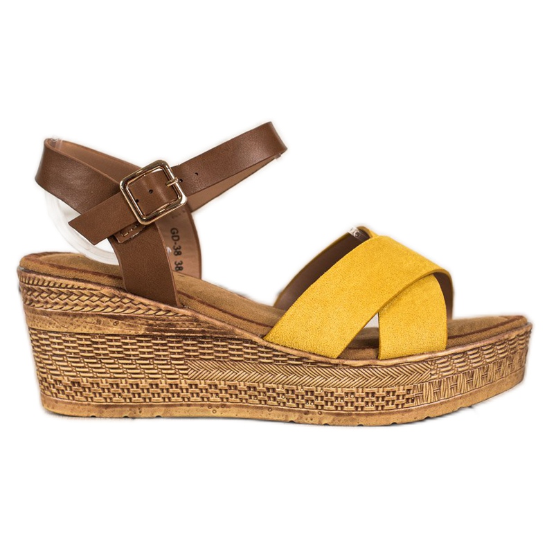 S. BARSKI Sandals Na Koturnie S.BARSKI brown yellow S. BARSKI Sandals Na Koturnie S.BARSKI brown yellow