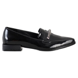 S. BARSKI Lacquered Moccasins In Spitz black