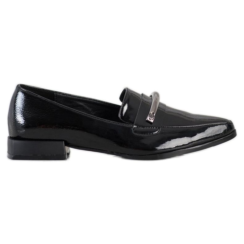 S. BARSKI Lacquered Moccasins In Spitz black