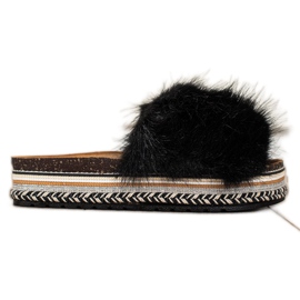 Seastar Fashionable Slippers On A Decorative Platform black