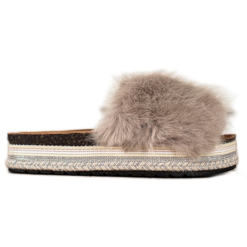 Seastar Fashionable Slippers On A Decorative Platform beige brown