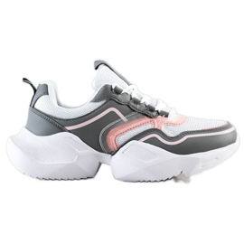 SHELOVET Light Sports Sneakers white pink grey SHELOVET Light Sports Sneakers white pink grey
