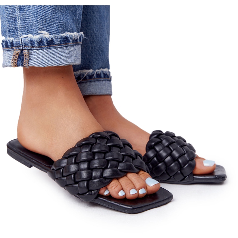 PS1 Women's Black Cheryl Braided Slippers PS1 Women's Black Cheryl Braided Slippers