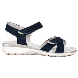 Leather Sandals With Velcro VINCEZA navy blue Leather Sandals With Velcro VINCEZA navy blue