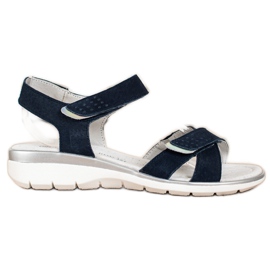 Leather Sandals With Velcro VINCEZA navy blue