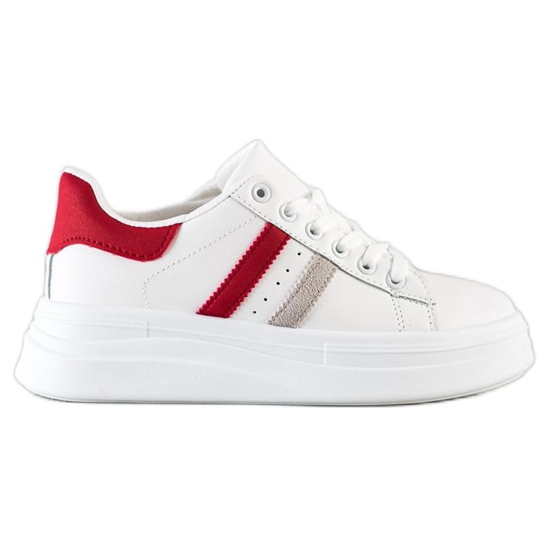 SHELOVET Sneakers With Suede Inserts white