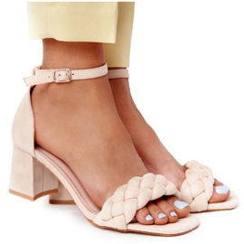 PS1 Suede High Heel Sandals Beige Long Island
