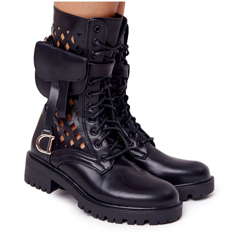 PS1 Openwork Black Boots With Kidney Rock Star