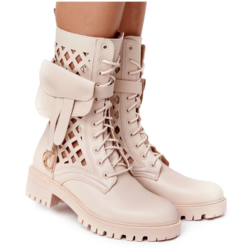PS1 Openwork boots with kidney Beige Rock Star