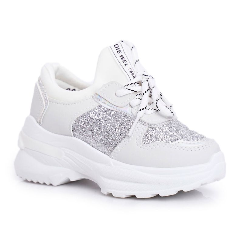 FRROCK Children's Sport Shoes with Brocade Silver Matylda white grey