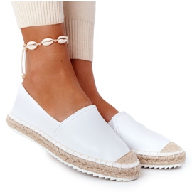 Leather Espadrilles On A Braided Sole Big Star HH274506 White Leather Espadrilles On A Braided Sole Big Star HH274506 White