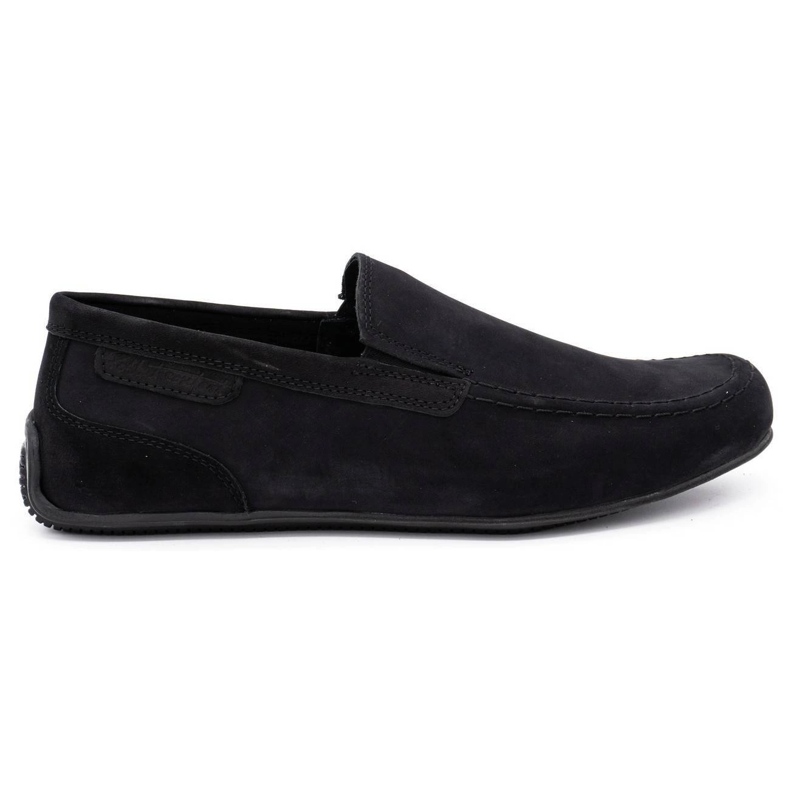 Polbut Men's leather loafers 2105 black nubuck