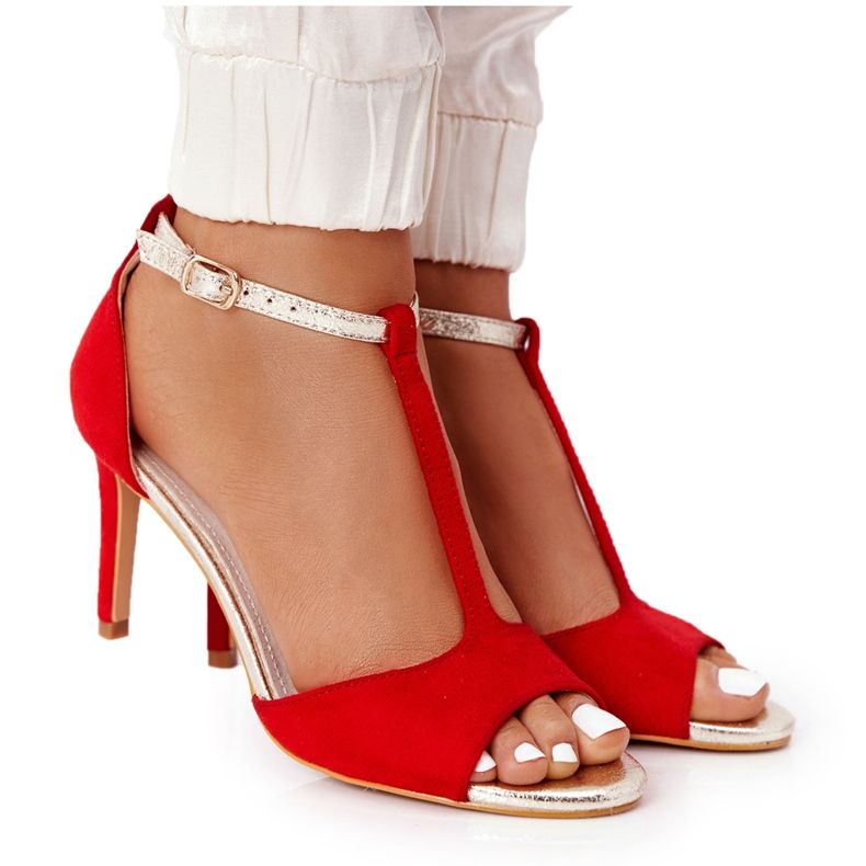 S.Barski Sandals On Szpilce S. Bararski 280-58 Red-Gold golden